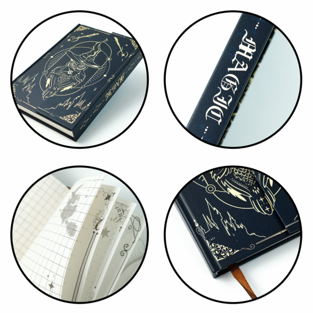 魔法帽信封貓頭鷹記事本-高質感、魔法風格，三折式硬殼，精裝筆記本/手帳本/記事本