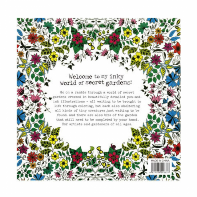 英文版《祕密花園》著色本24頁，輕薄小本好攜帶  長x寬18.5cm療癒、紓壓、靜心