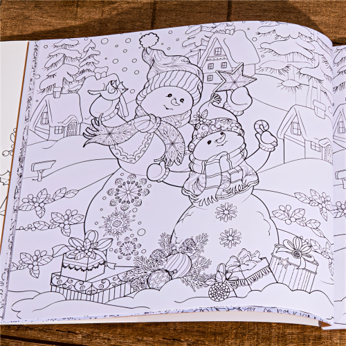 英文版《Magical Winter》聖誕節、交換禮物著色本24頁-輕薄小本好攜帶長寬25cm，療癒、紓壓、靜心、塗色本