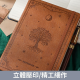 【月相星空生命樹記事本】歐式高質感PU皮革壓印綁帶筆記本|100G象牙白，120張240面(14.5x21cm)