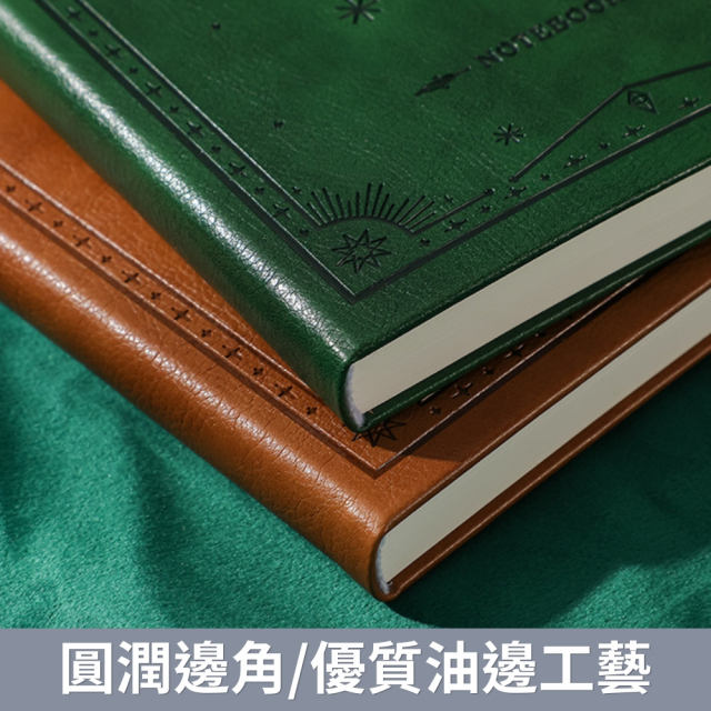 【月相星空生命樹記事本】歐式高質感PU皮革壓印綁帶筆記本|100G象牙白，120張240面(14.5x21cm)