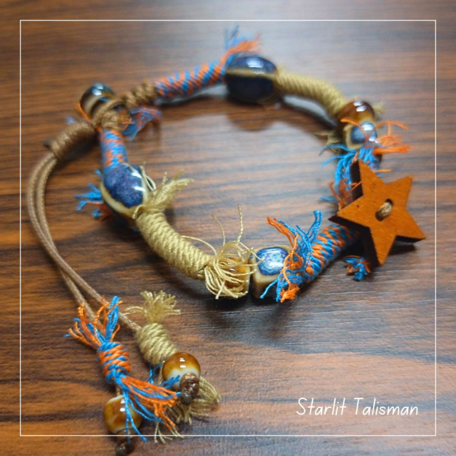 窯語編織系列-《星芒》民族風陶瓷編織手串-吉普賽、波希米亞風，景德鎮陶瓷手工編織上色工藝