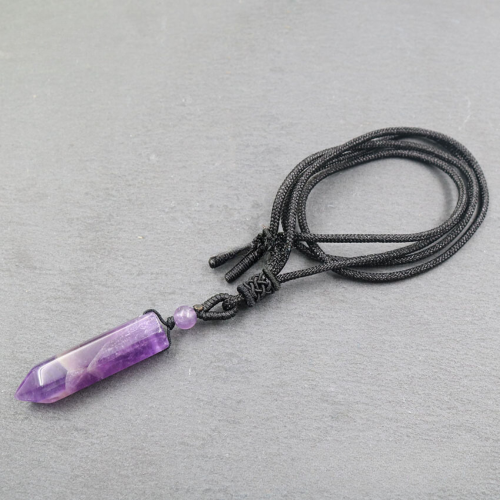 紫水晶靈擺項鍊 六角寶石項鍊/墜飾 頂輪