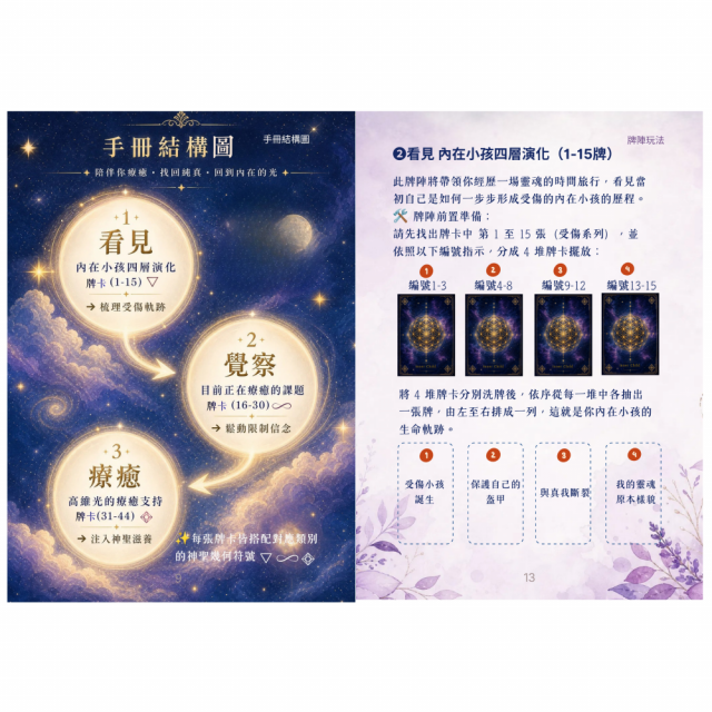 光之內在小孩療癒聖盒｜44張牌卡＋中文解說手冊・鐵盒收藏｜看見內在創傷、覺察生命課題、鬆動限制信念，找回平靜、力量與愛