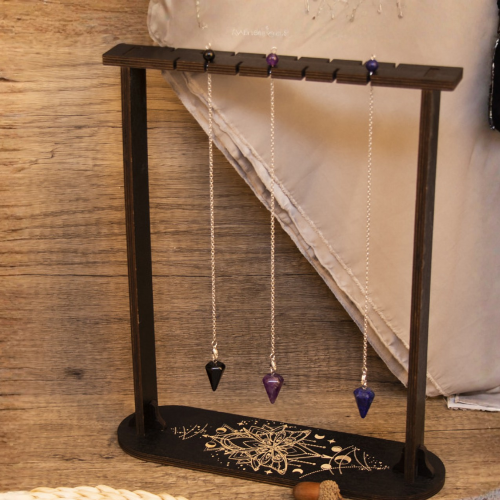 木質靈擺架/項鍊架 B款 飛蛾&月相 木製展示架