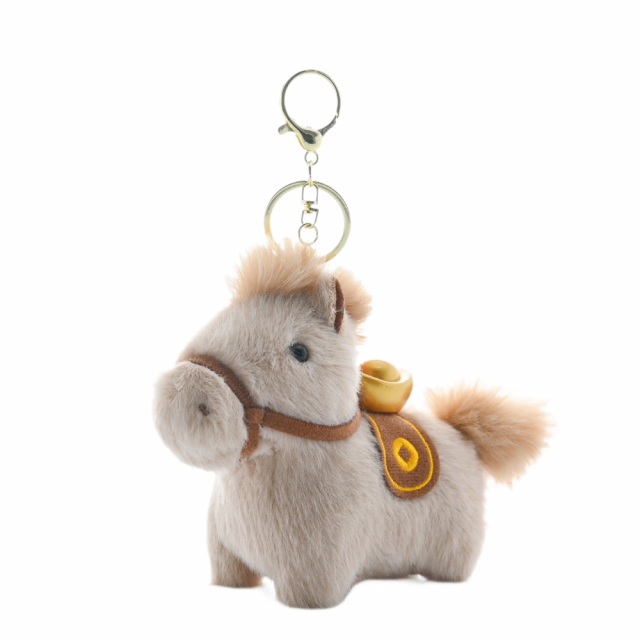 《馬上有錢》吊飾/鑰匙圈/掛件/擺飾 毛絨絨小馬+元寶 超可愛馬年裝飾 提升財運 春節小禮 招財納福 汽車吊飾